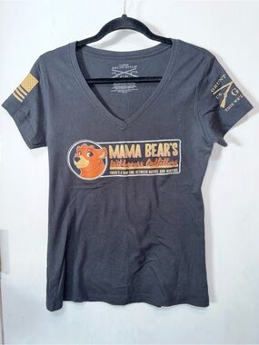 Mama Bear's Wilderness Outfitters Graphic V-Neck Tee - Black & Orange